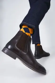 Medicine pantofi de piele barbati, culoarea maro imagine