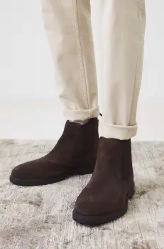 Medicine pantofi de piele intoarsa barbati, culoarea maro imagine