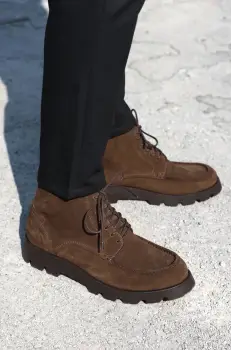 Medicine pantofi de piele intoarsa barbati, culoarea maro imagine