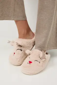 Medicine papuci de casa culoarea bej imagine