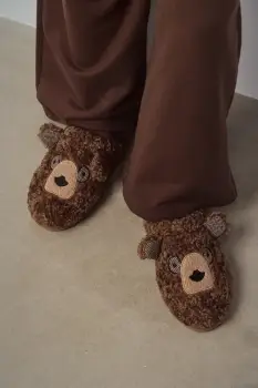 Medicine papuci de casa culoarea maro imagine