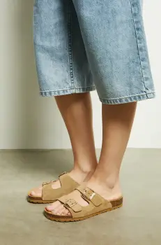 Medicine papuci din piele culoarea bej imagine