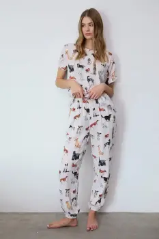 Medicine pijama culoarea bej, pentru femei imagine