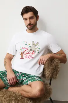 Medicine pijamale de bumbac culoarea alb, modelator imagine