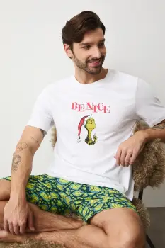 Medicine pijamale de bumbac culoarea alb, modelator imagine