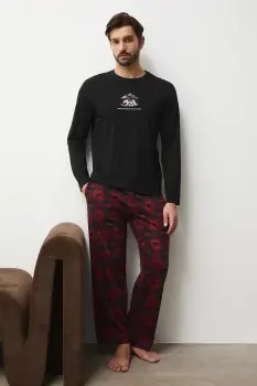 Medicine pijamale de bumbac culoarea negru, modelator imagine