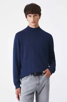 Medicine pulover barbati, culoarea albastru marin, light, cu turtleneck imagine