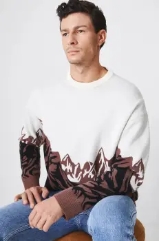 Medicine pulover barbati, culoarea bej imagine