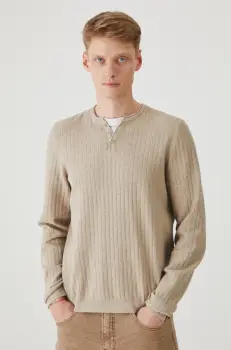 Medicine pulover barbati, culoarea bej, light imagine