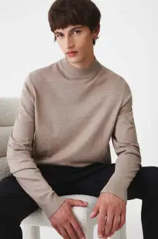 Medicine pulover barbati, culoarea bej, light, cu turtleneck imagine