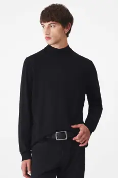 Medicine pulover barbati, culoarea negru, light, cu turtleneck imagine