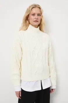 Medicine pulover culoarea bej, calduros, cu turtleneck imagine