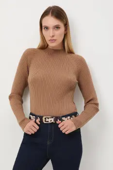 Medicine pulover culoarea bej, cu turtleneck imagine