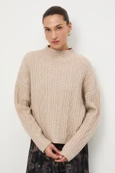 Medicine pulover culoarea bej, cu turtleneck imagine