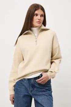 Medicine pulover culoarea bej, cu turtleneck imagine