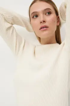 Medicine pulover culoarea bej, cu turtleneck imagine