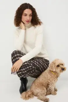 Medicine pulover culoarea bej, light, cu guler imagine