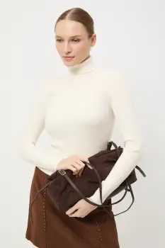 Medicine pulover culoarea bej, light, cu guler imagine