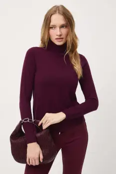 Medicine pulover culoarea bordo, light, cu guler imagine