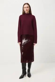 Medicine pulover culoarea bordo, light, cu turtleneck imagine