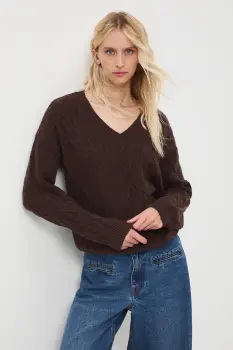 Medicine pulover culoarea maro, calduros imagine