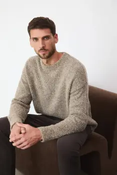 Medicine pulover culoarea maro, calduros imagine