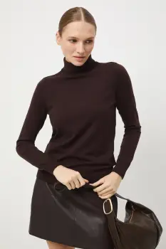 Medicine pulover culoarea maro, light, cu guler imagine