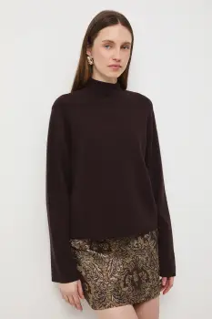 Medicine pulover culoarea maro, light, cu turtleneck imagine