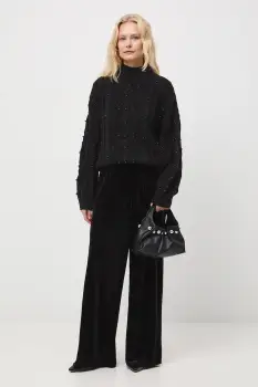 Medicine pulover culoarea negru, calduros, cu turtleneck imagine