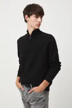 Medicine pulover culoarea negru, cu guler imagine