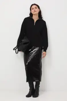 Medicine pulover culoarea negru, cu turtleneck imagine