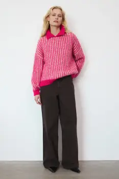 Medicine pulover culoarea roz, calduros, cu turtleneck imagine