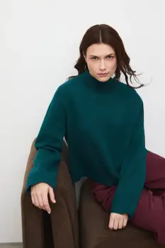 Medicine pulover culoarea verde, light, cu turtleneck imagine