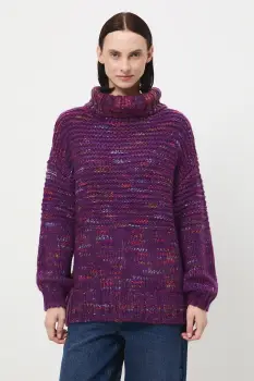 Medicine pulover culoarea violet, calduros, cu guler imagine