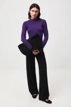 Medicine pulover culoarea violet, cu turtleneck imagine