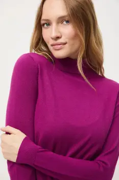 Medicine pulover culoarea violet, light, cu guler imagine