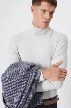 Medicine pulover de bumbac barbati, culoarea gri, cu guler imagine