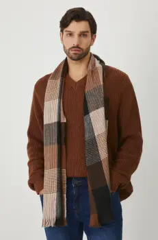 Medicine pulover de bumbac barbati, culoarea maro, calduros imagine