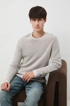 Medicine pulover de bumbac culoarea bej, light imagine