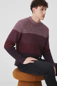 Medicine pulover de bumbac culoarea bordo, calduros imagine