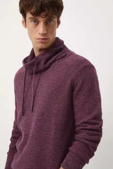 Medicine pulover de bumbac culoarea bordo, calduros, cu guler imagine