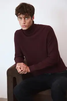 Medicine pulover de bumbac culoarea maro, cu guler imagine