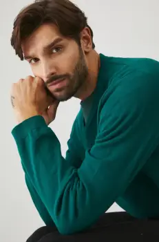 Medicine pulover de bumbac culoarea verde, light imagine