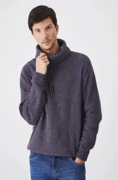 Medicine pulover de bumbac culoarea violet, cu guler imagine