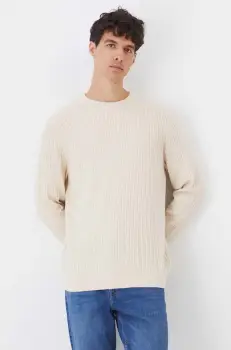 Medicine pulover din amestec de lana barbati, culoarea bej, light imagine