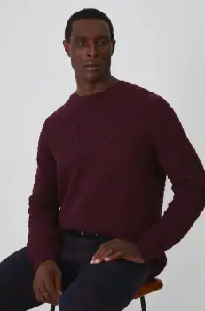 Medicine pulover din amestec de lana barbati, culoarea bordo, light imagine