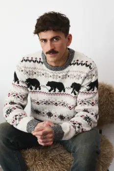 Medicine pulover din amestec de lana culoarea bej imagine