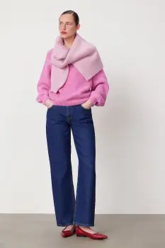 Medicine pulover din lana de alpaca culoarea roz, calduros imagine