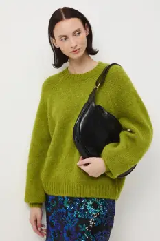 Medicine pulover din lana de alpaca culoarea verde, calduros imagine