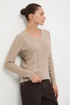 Medicine pulover din lana merino culoarea bej, light imagine